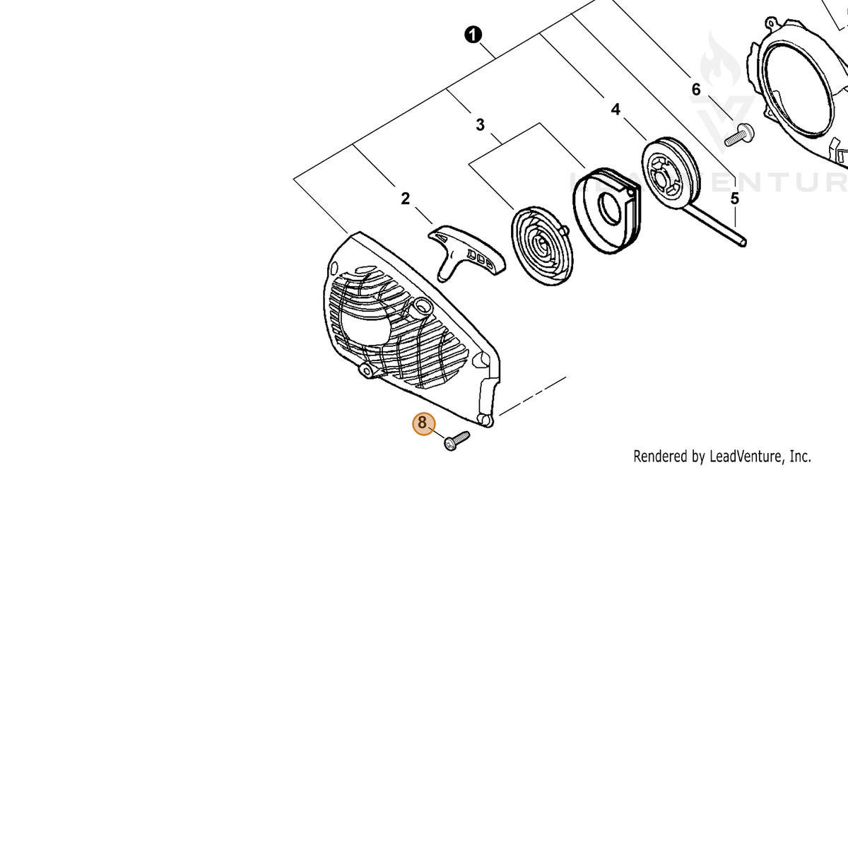 ECHO part V202000040 — IPL diagram snippet (6x zoom, amber highlight)