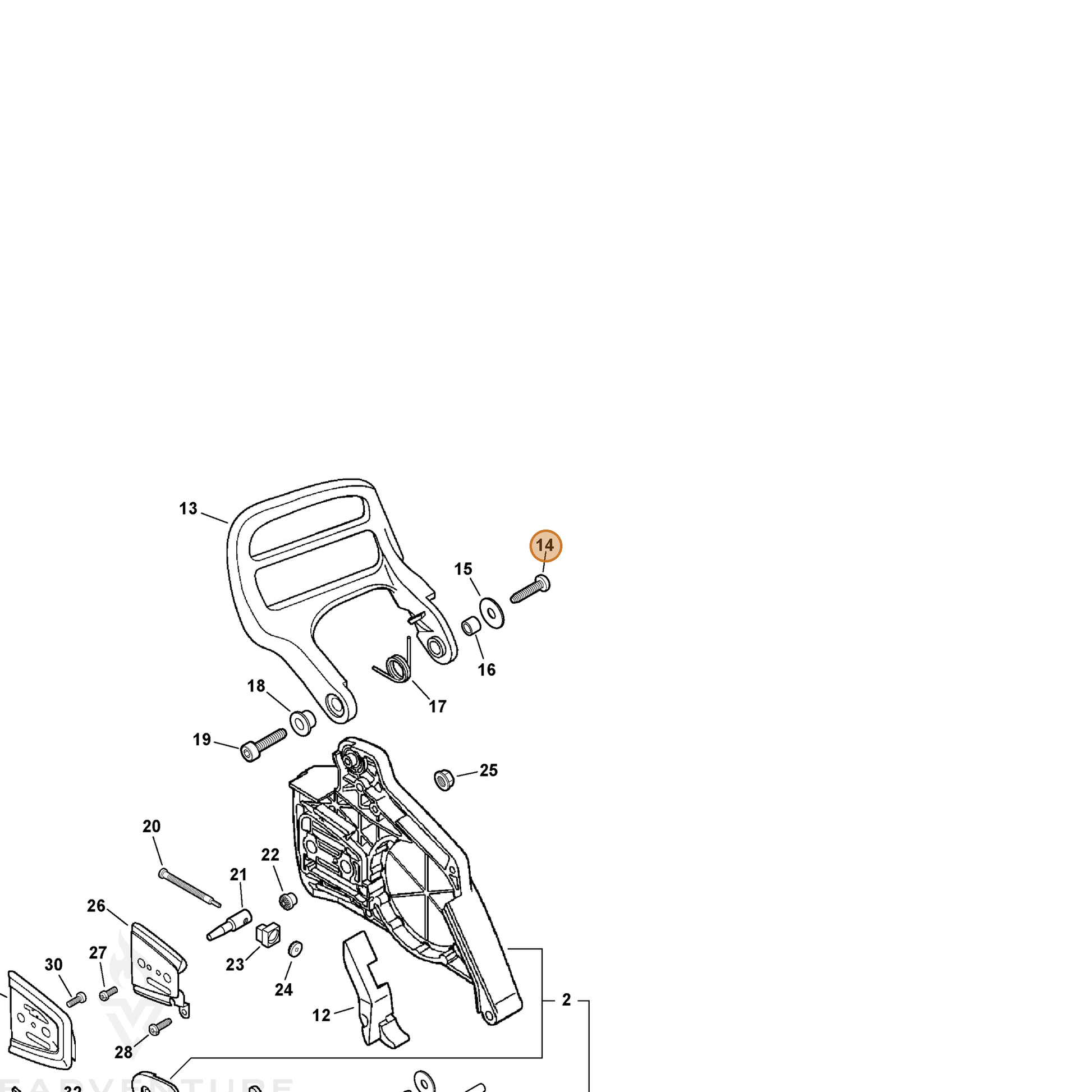 ECHO part V202000120 — IPL diagram snippet (6x zoom, amber highlight)