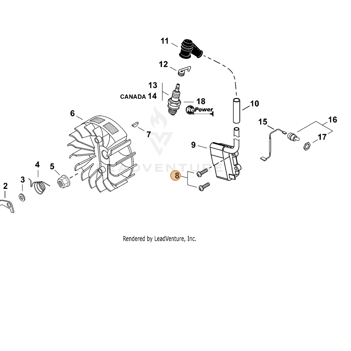 ECHO part V202000540 — IPL diagram snippet (6x zoom, amber highlight)