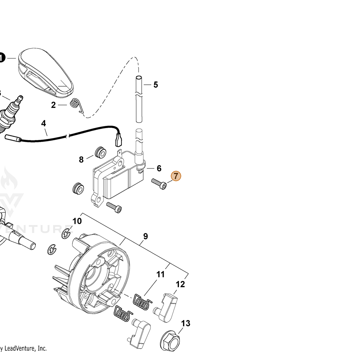ECHO part V202000750 — IPL diagram snippet (6x zoom, amber highlight)