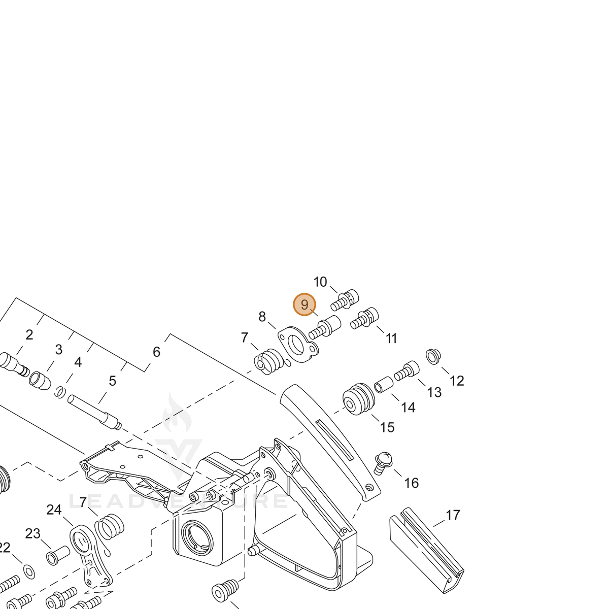 ECHO part V203000050 — IPL diagram snippet (6x zoom, amber highlight)