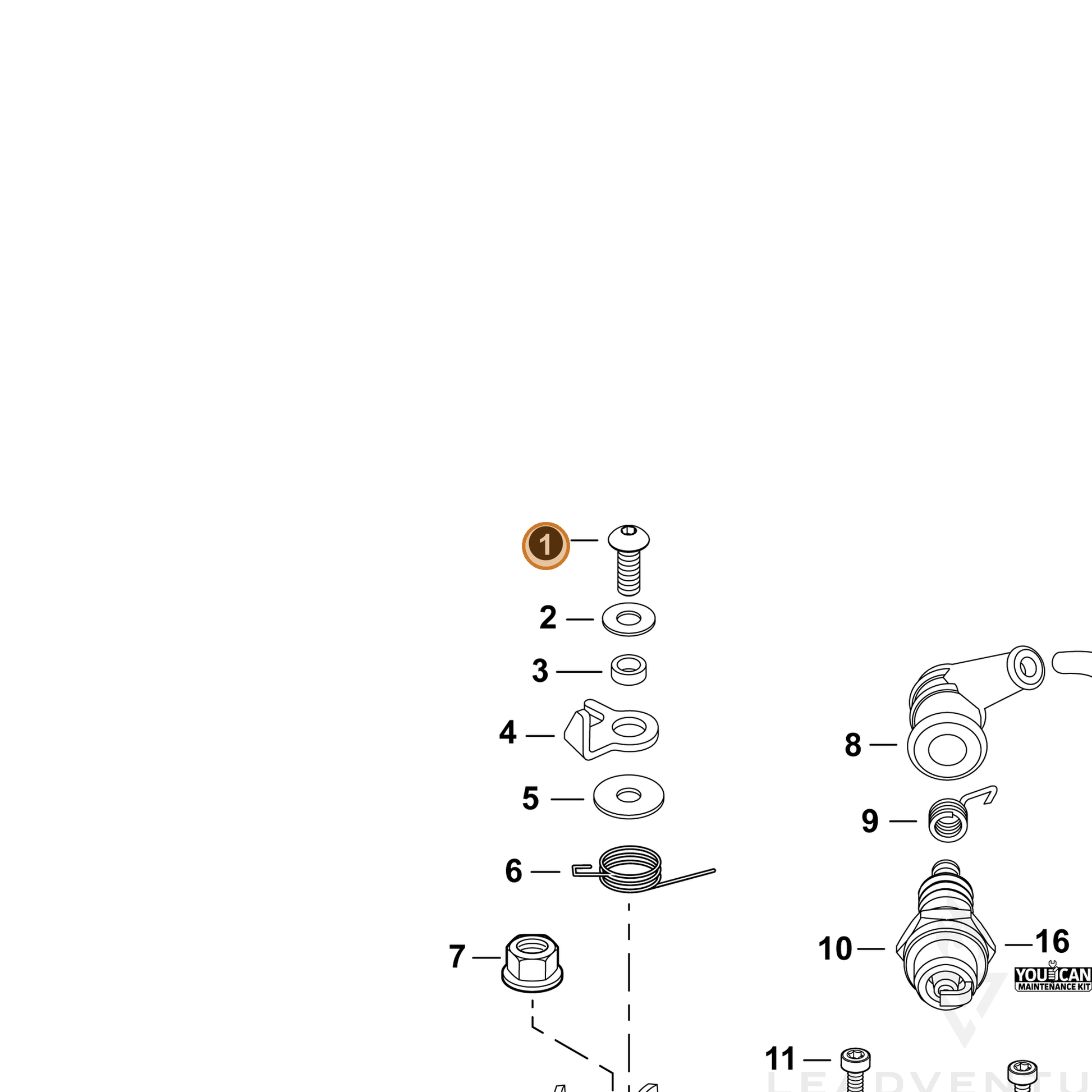 ECHO part V203000080 — IPL diagram snippet (6x zoom, amber highlight)