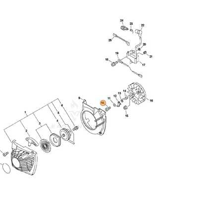 ECHO part V203000090 — IPL diagram snippet (6x zoom, amber highlight)