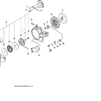 ECHO part V203000150 — IPL diagram snippet (6x zoom, amber highlight)