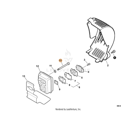 ECHO part V203000190 — IPL diagram snippet (6x zoom, amber highlight)