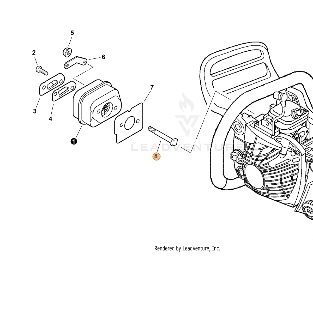 ECHO part V203000220 — IPL diagram snippet (6x zoom, amber highlight)
