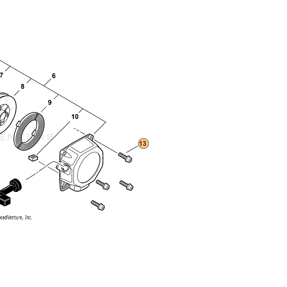 ECHO part V203000260 — IPL diagram snippet (6x zoom, amber highlight)
