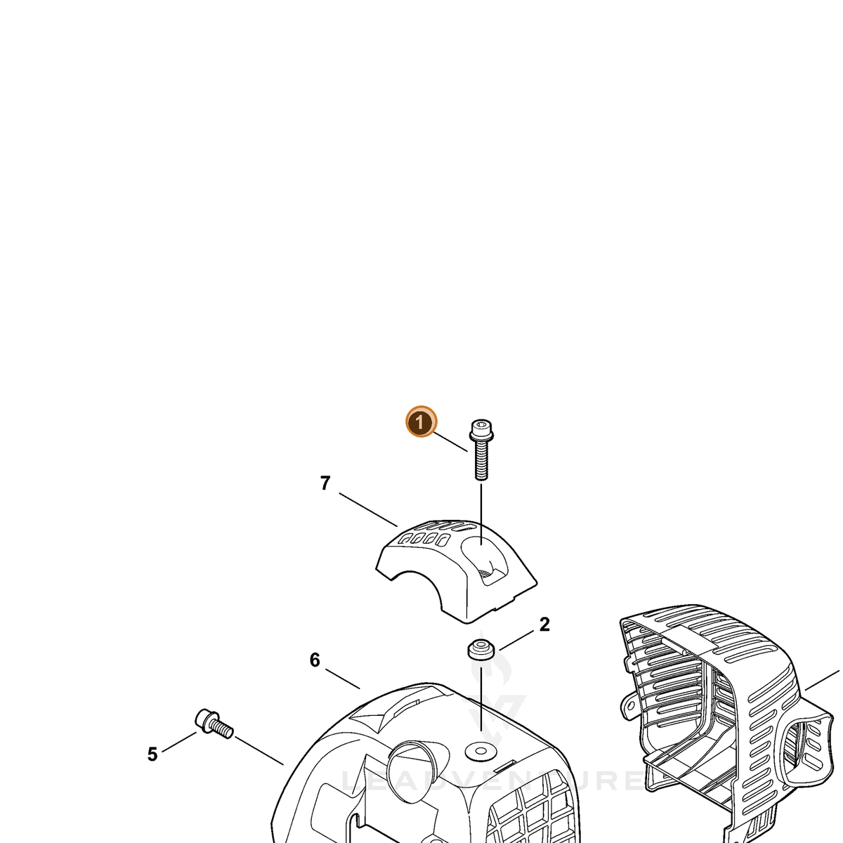 ECHO part V203000270 — IPL diagram snippet (6x zoom, amber highlight)