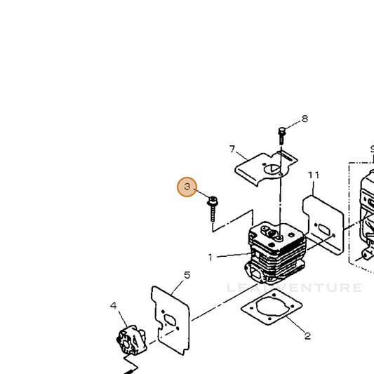 Echo part V203000410 — IPL diagram snippet (6x zoom, amber highlight)