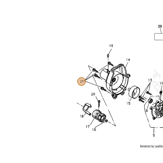 Echo part V203000670 — IPL diagram snippet (6x zoom, amber highlight)