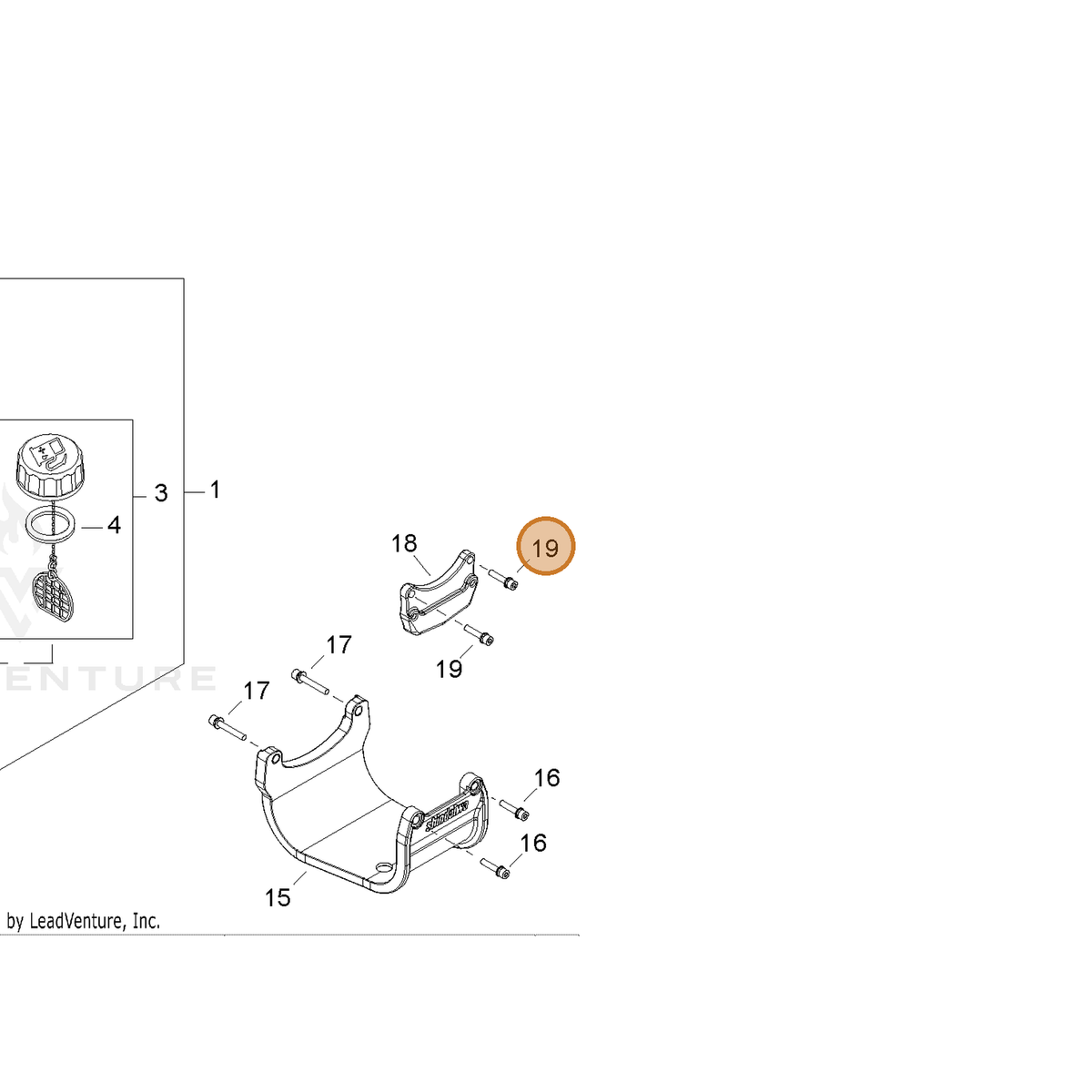 ECHO part V203000760 — IPL diagram snippet (6x zoom, amber highlight)