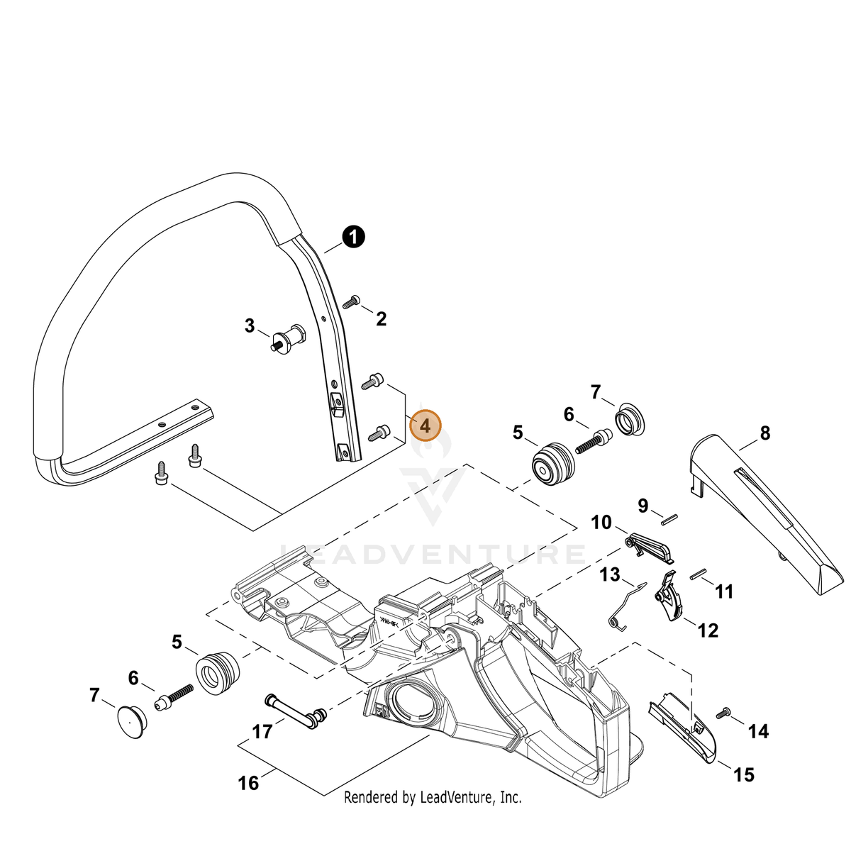 ECHO part V203001490 — IPL diagram snippet (6x zoom, amber highlight)