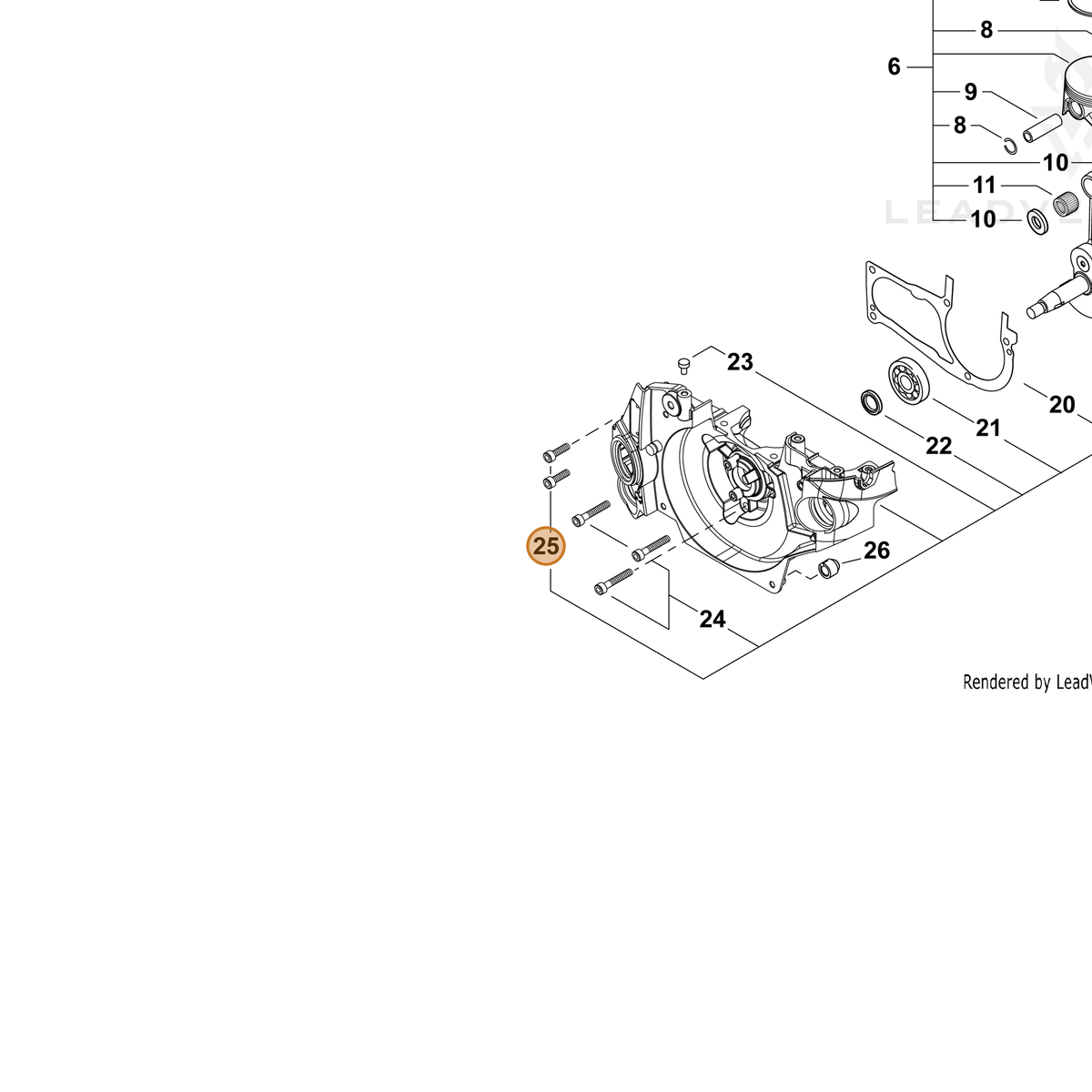 ECHO part V203001540 — IPL diagram snippet (6x zoom, amber highlight)