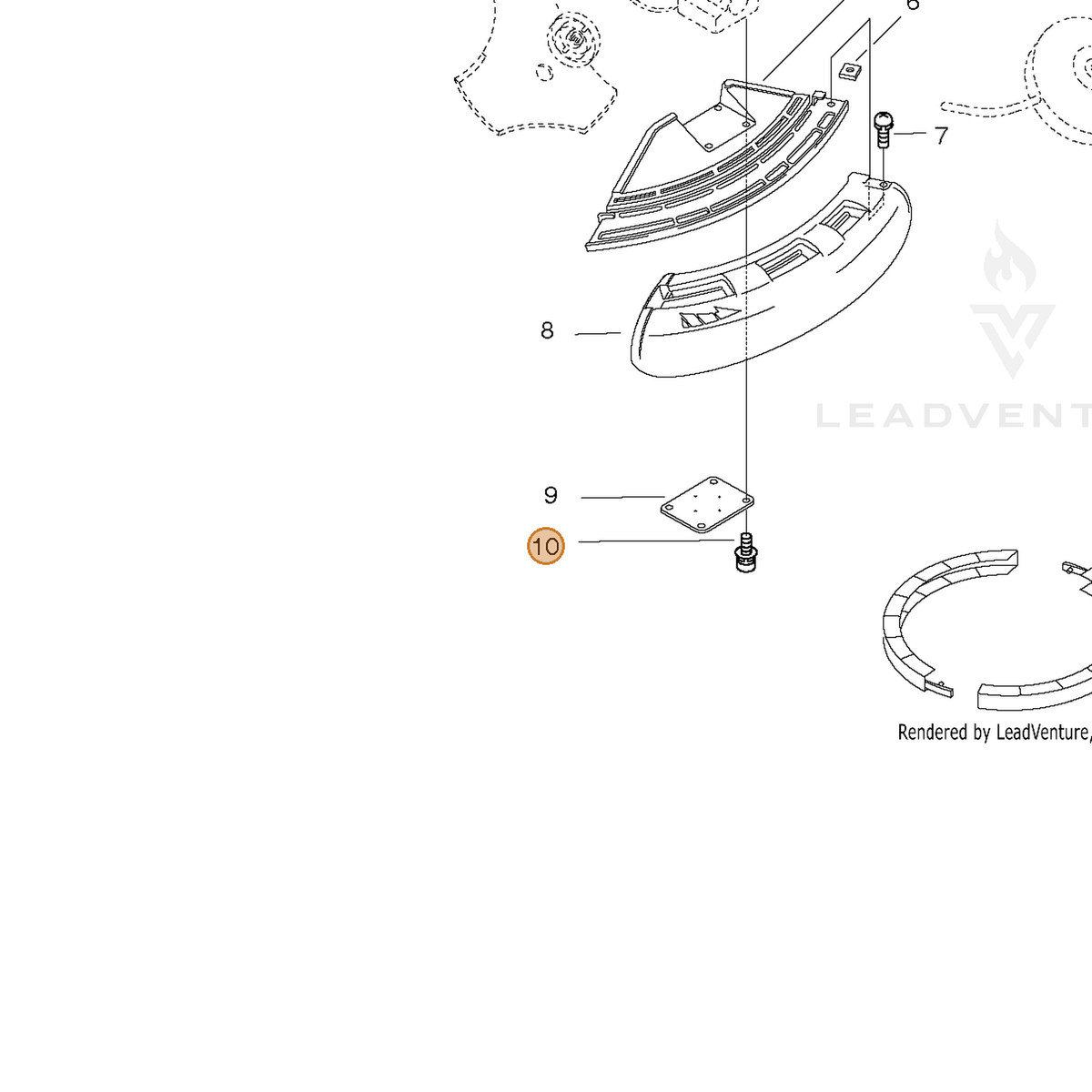 ECHO part V203001980 — IPL diagram snippet (6x zoom, amber highlight)