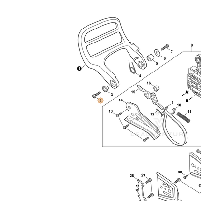 ECHO part V203002180 — IPL diagram snippet (6x zoom, amber highlight)