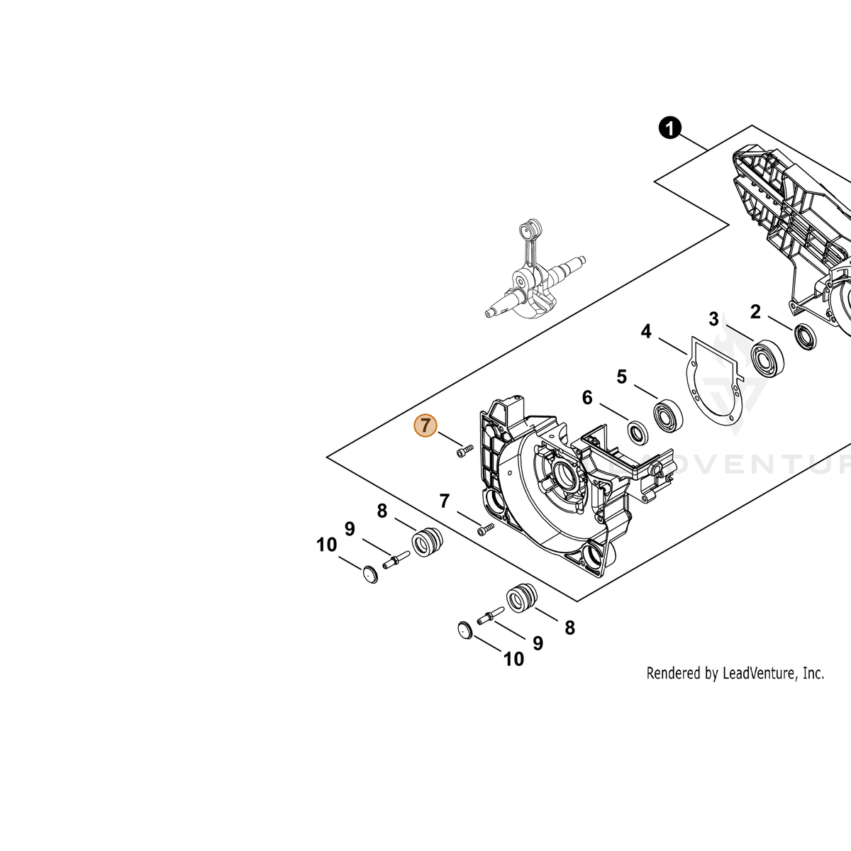 ECHO part V203002220 — IPL diagram snippet (6x zoom, amber highlight)