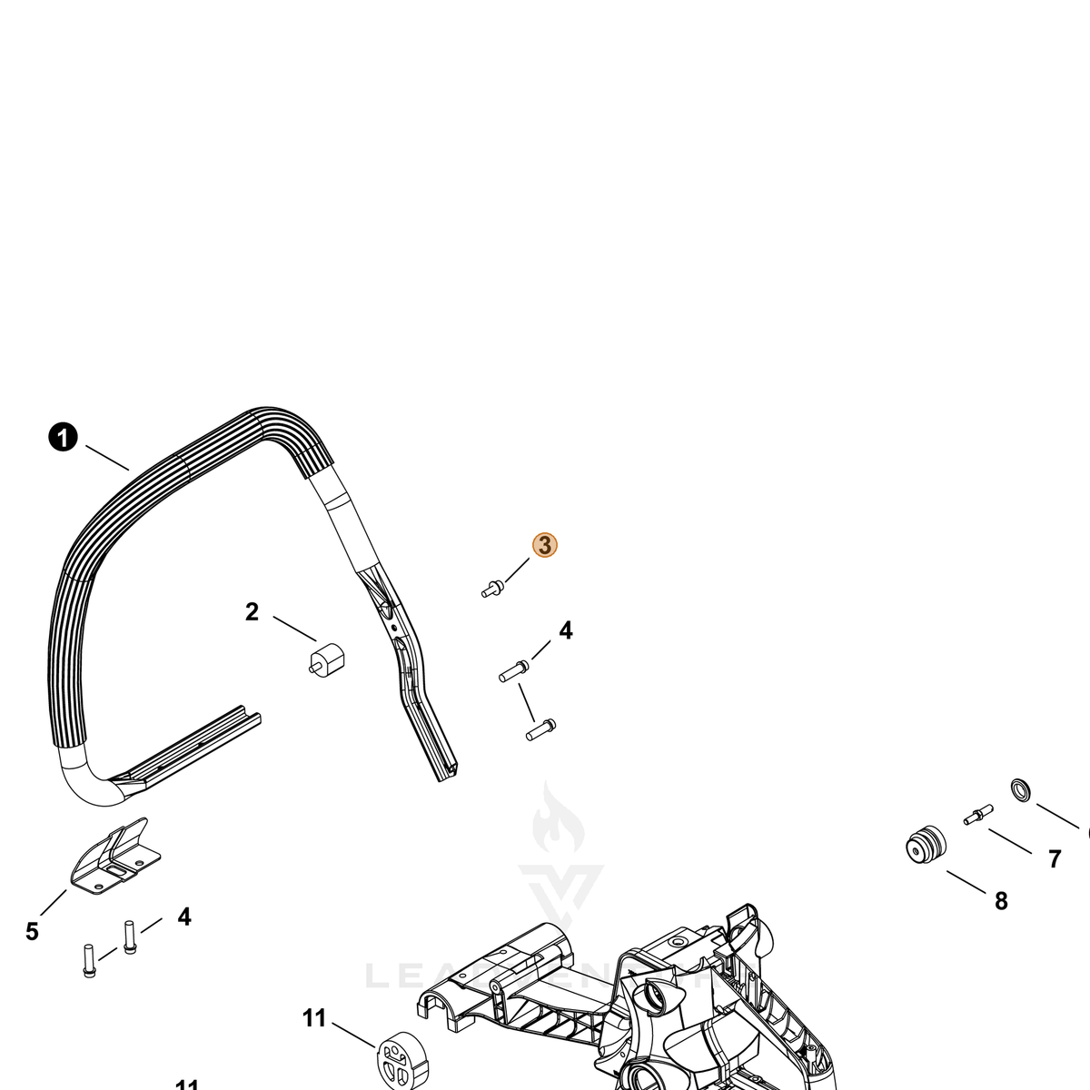 ECHO part V203002230 — IPL diagram snippet (6x zoom, amber highlight)