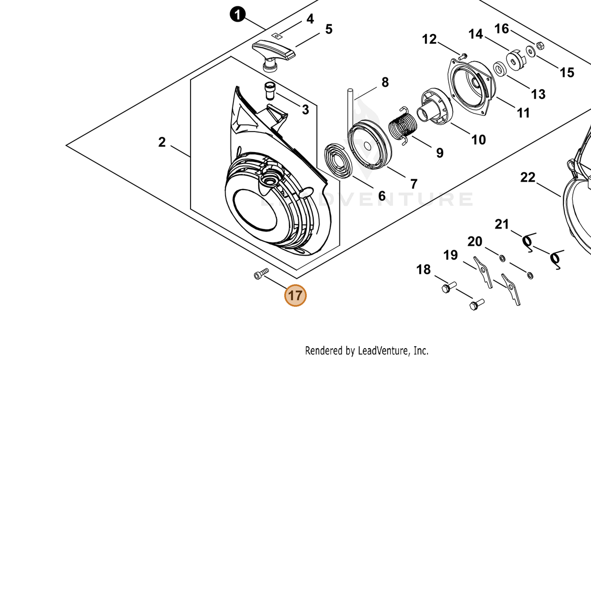ECHO part V203002240 — IPL diagram snippet (6x zoom, amber highlight)