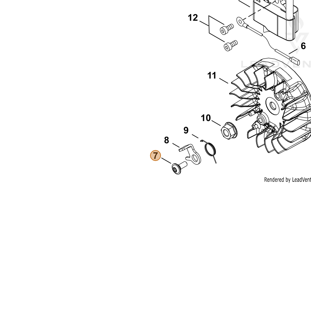 ECHO part V203002250 — IPL diagram snippet (6x zoom, amber highlight)