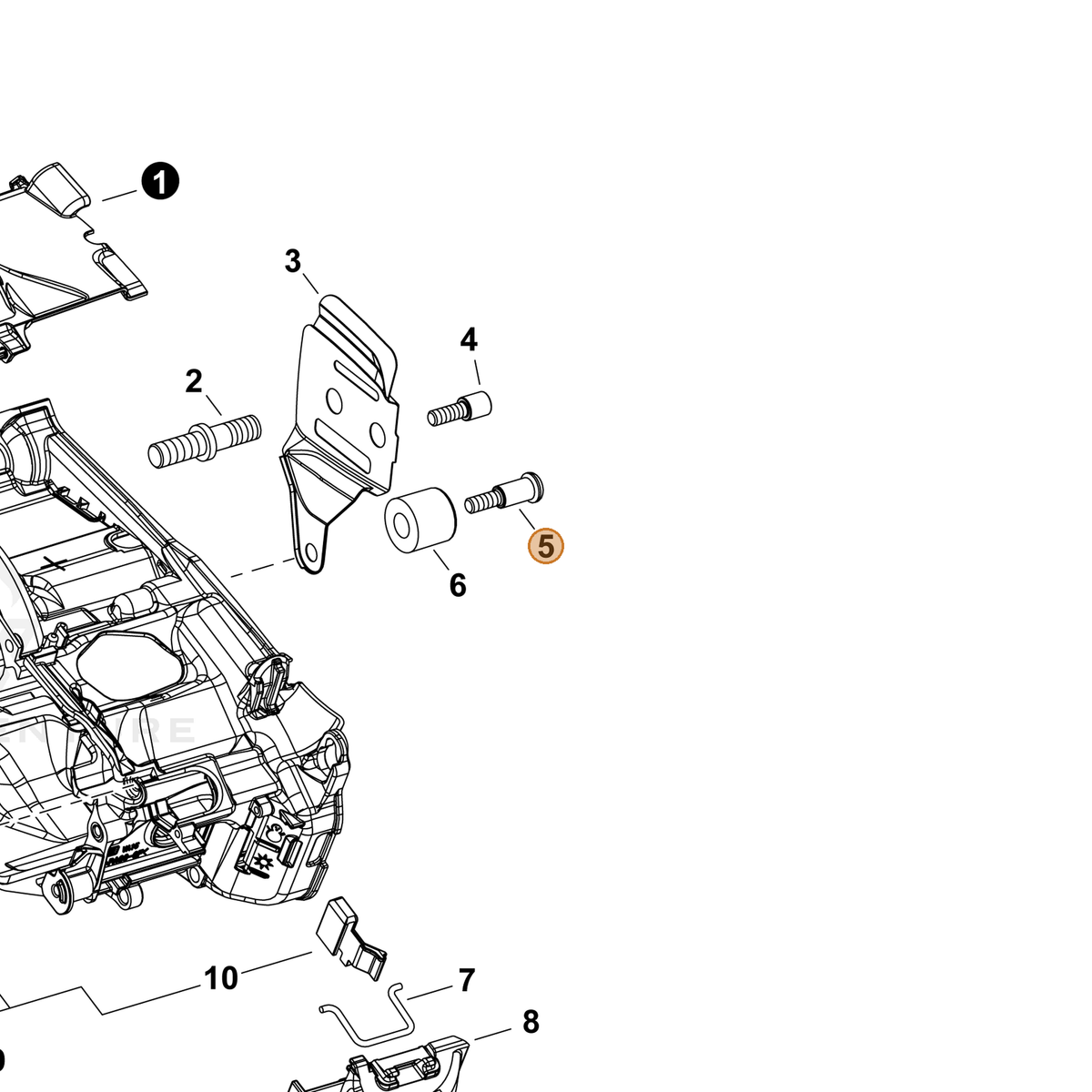 ECHO part V203002260 — IPL diagram snippet (6x zoom, amber highlight)