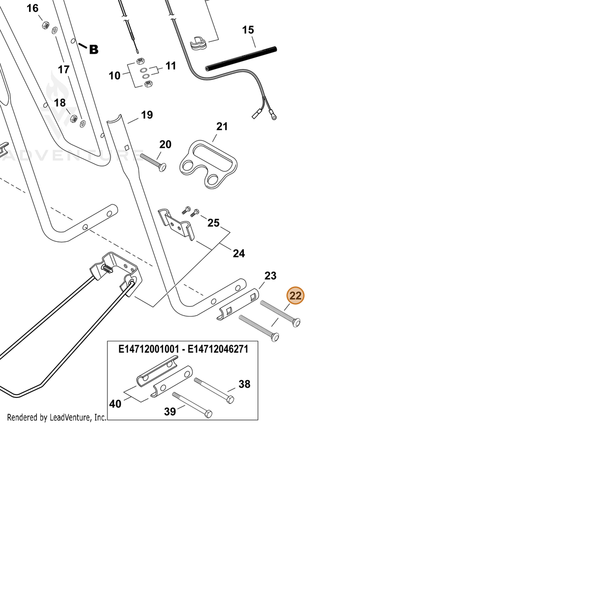 ECHO part V203002310 — IPL diagram snippet (6x zoom, amber highlight)