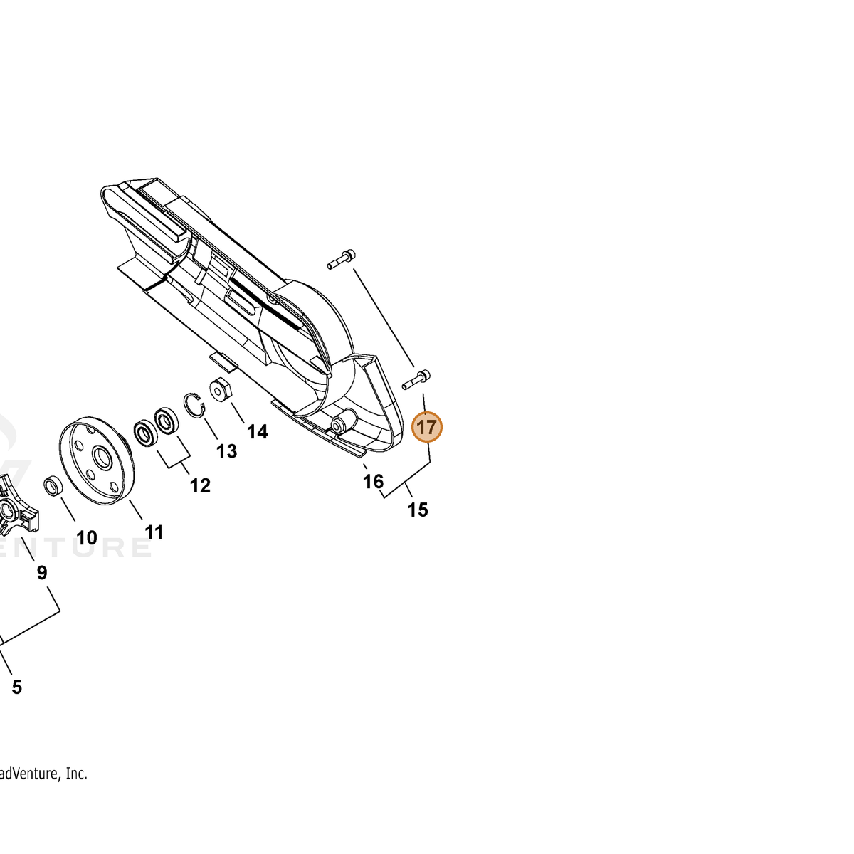 ECHO part V203002350 — IPL diagram snippet (6x zoom, amber highlight)
