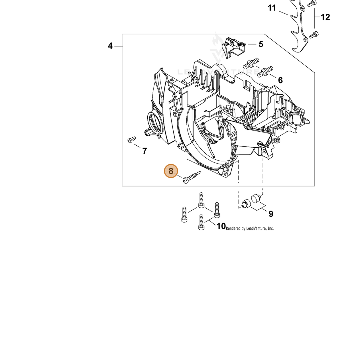 ECHO part V203002380 — IPL diagram snippet (6x zoom, amber highlight)