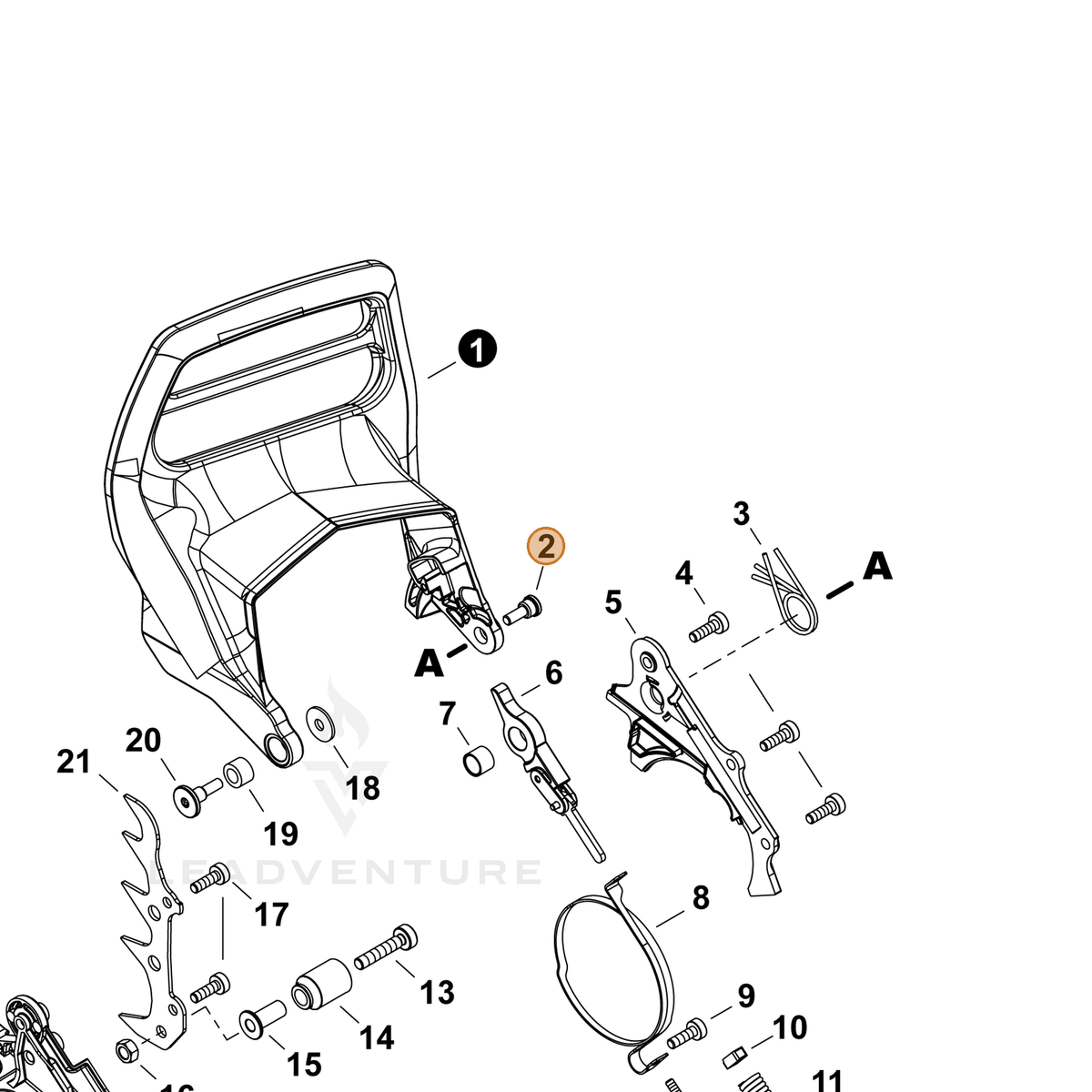 ECHO part V203002510 — IPL diagram snippet (6x zoom, amber highlight)