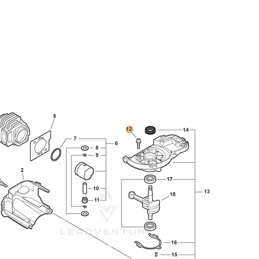 Echo part V203002700 — IPL diagram snippet (6x zoom, amber highlight)