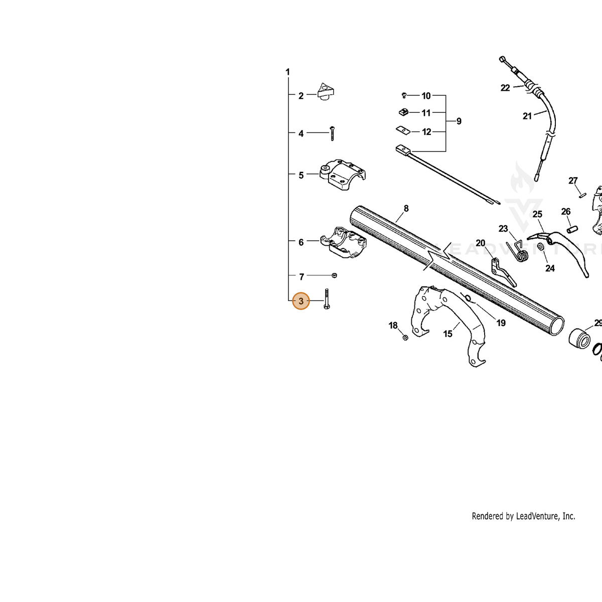 ECHO part V204000090 — IPL diagram snippet (6x zoom, amber highlight)