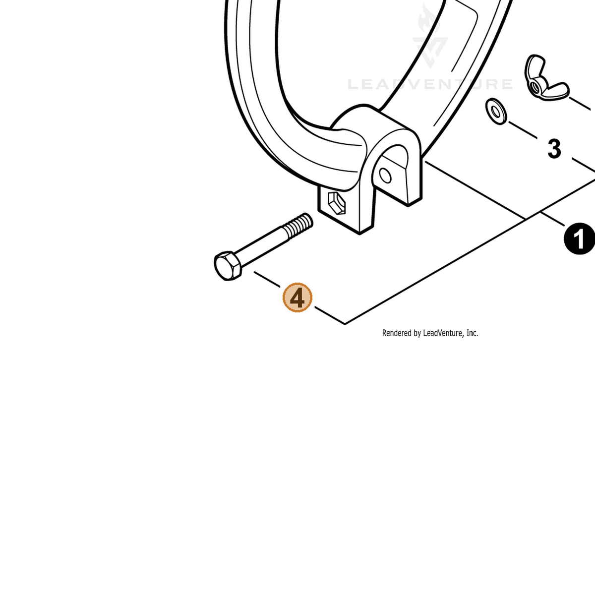 ECHO part V204000250 — IPL diagram snippet (6x zoom, amber highlight)