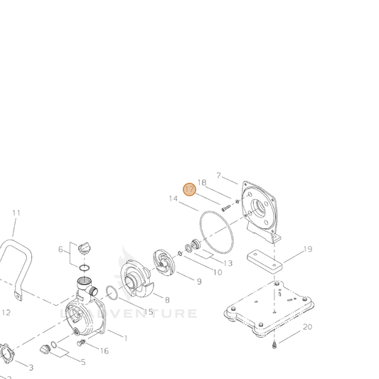 Echo part V204000820 — IPL diagram snippet (6x zoom, amber highlight)