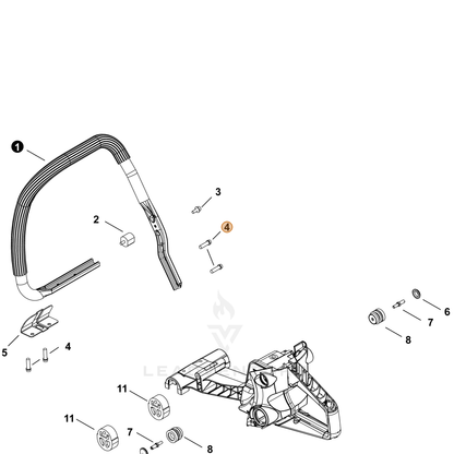 ECHO part V204001290 — IPL diagram snippet (6x zoom, amber highlight)