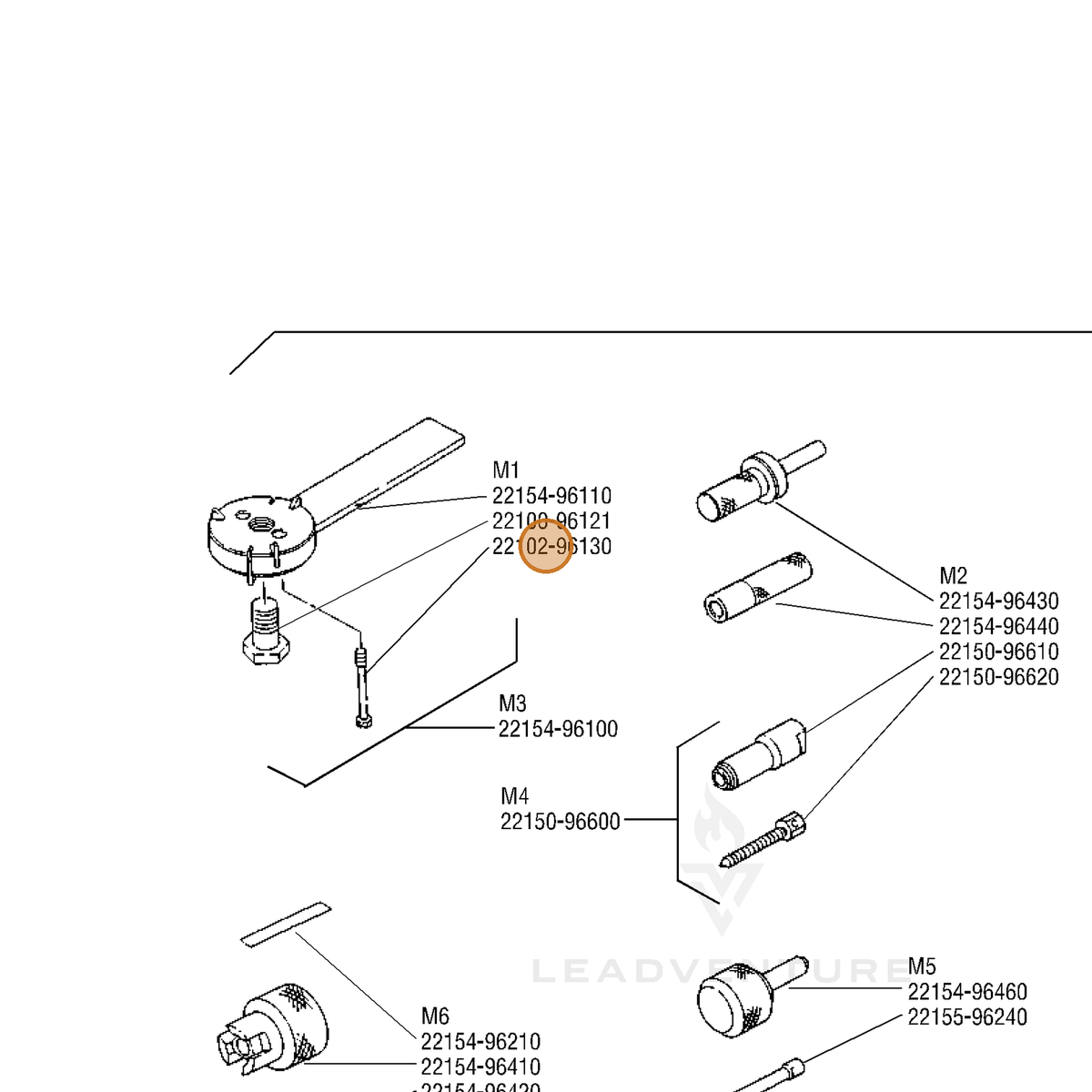 Echo part V204001420 — IPL diagram snippet (6x zoom, amber highlight)