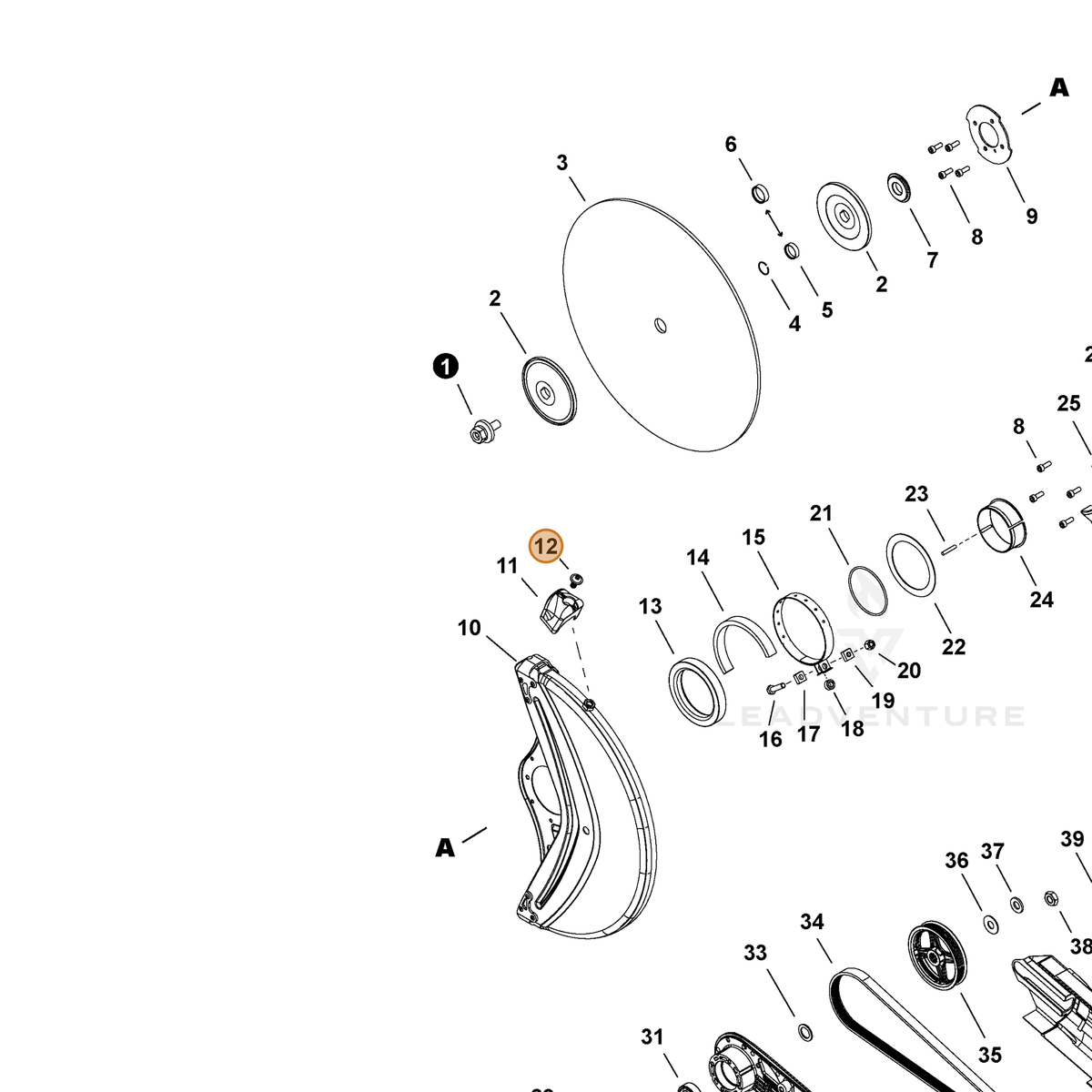 ECHO part V204001820 — IPL diagram snippet (6x zoom, amber highlight)