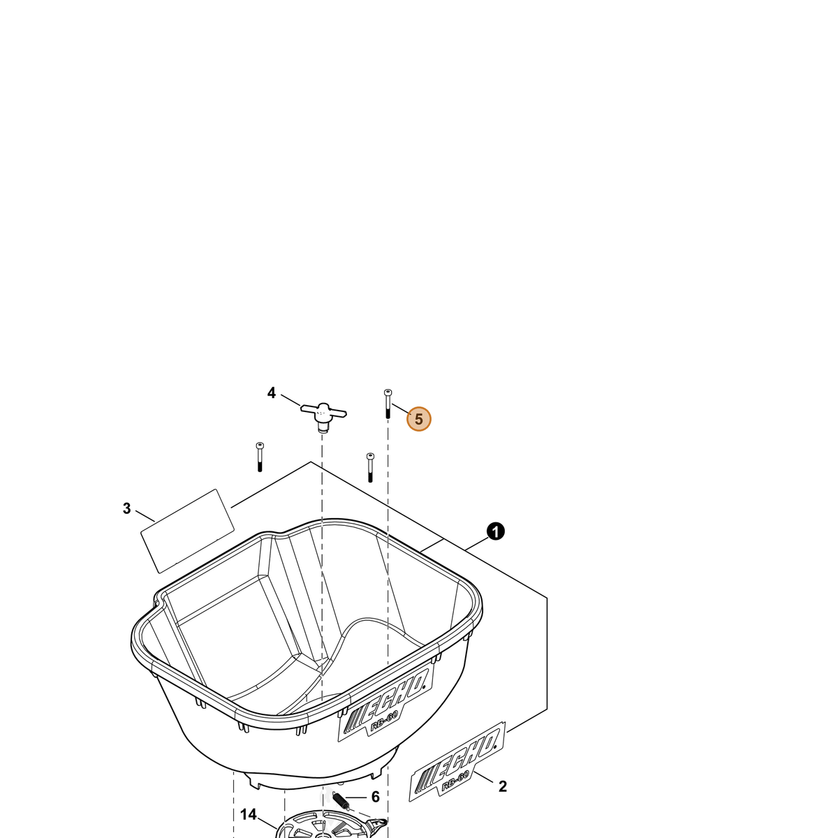 ECHO part V204001860 — IPL diagram snippet (6x zoom, amber highlight)