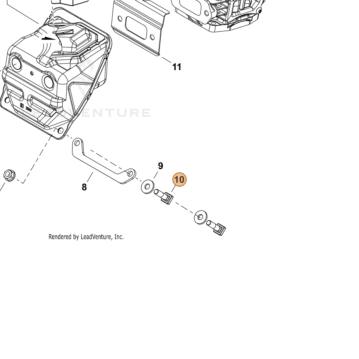 ECHO part V204001880 — IPL diagram snippet (6x zoom, amber highlight)