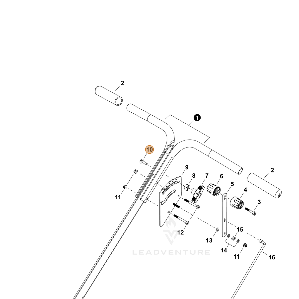 ECHO part V204001950 — IPL diagram snippet (6x zoom, amber highlight)