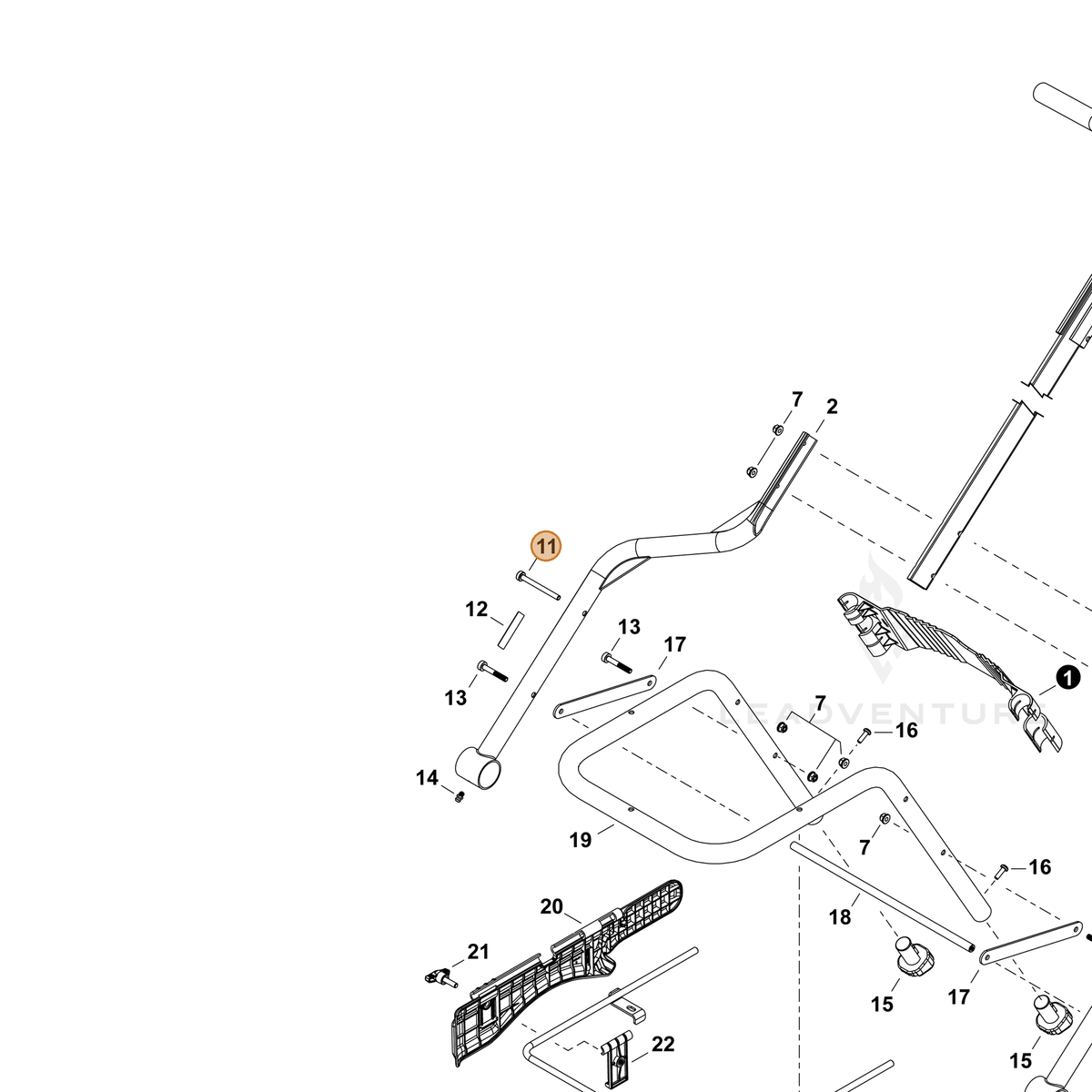 ECHO part V204001960 — IPL diagram snippet (6x zoom, amber highlight)