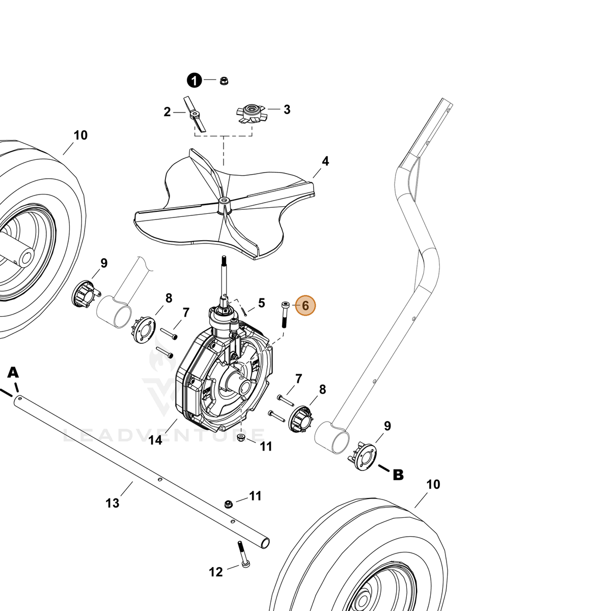 ECHO part V204001970 — IPL diagram snippet (6x zoom, amber highlight)