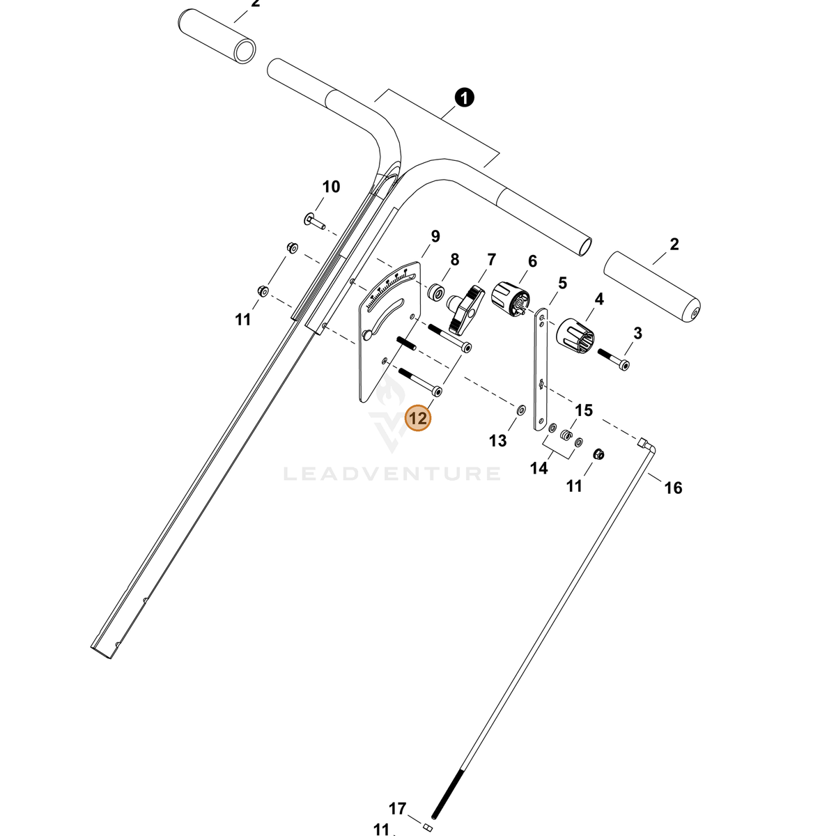ECHO part V204002000 — IPL diagram snippet (6x zoom, amber highlight)
