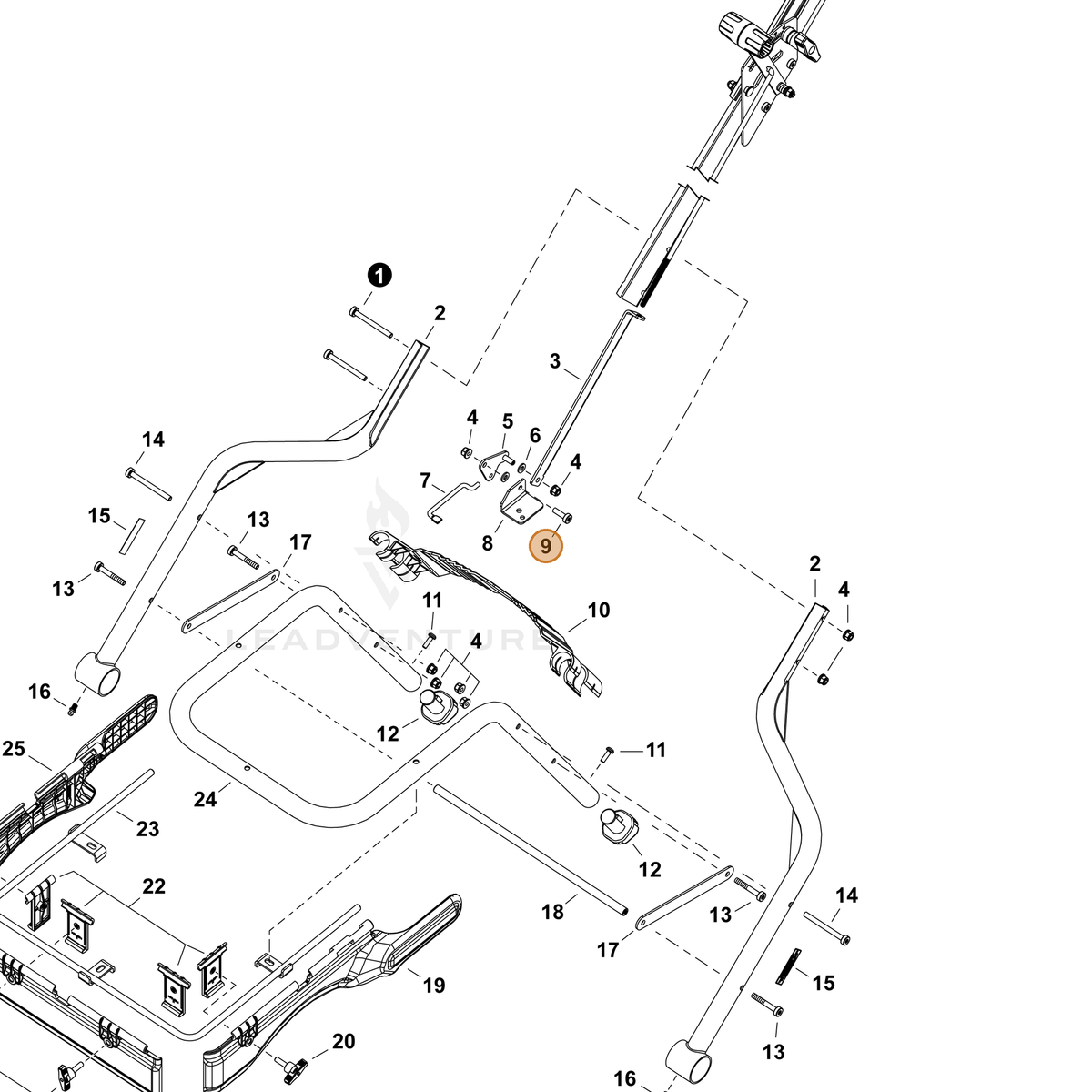 ECHO part V204002010 — IPL diagram snippet (6x zoom, amber highlight)