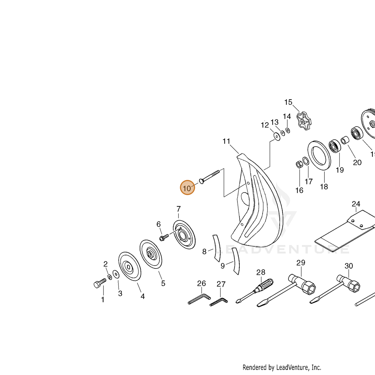 ECHO part V205000300 — IPL diagram snippet (6x zoom, amber highlight)