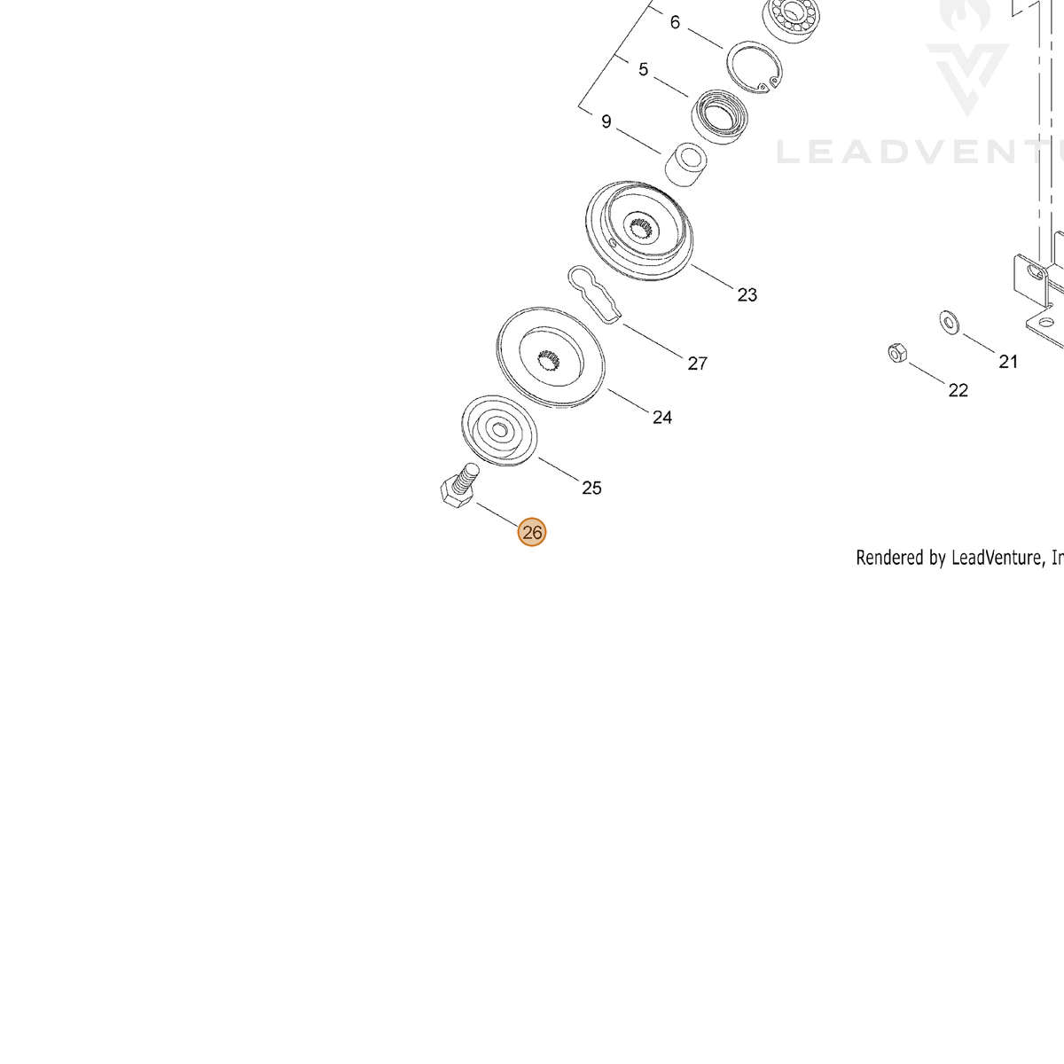 ECHO part V205000480 — IPL diagram snippet (6x zoom, amber highlight)