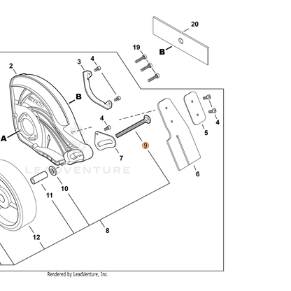 ECHO part V205001220 — IPL diagram snippet (6x zoom, amber highlight)
