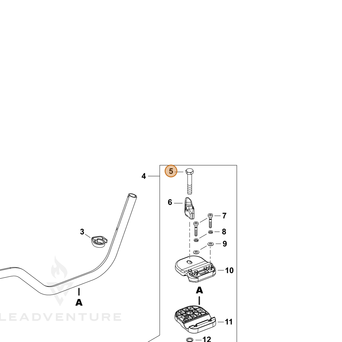 ECHO part V205001400 — IPL diagram snippet (6x zoom, amber highlight)