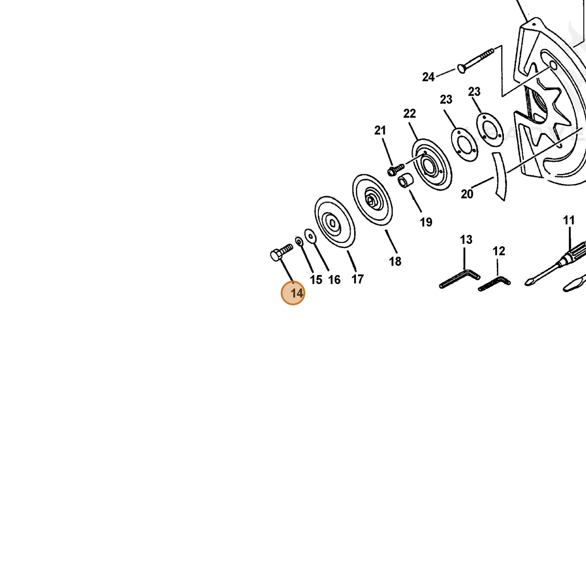 ECHO part V206000160 — IPL diagram snippet (6x zoom, amber highlight)