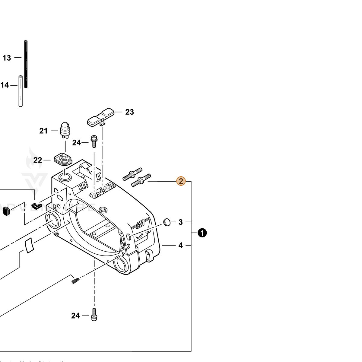 ECHO part V224000031 — IPL diagram snippet (6x zoom, amber highlight)