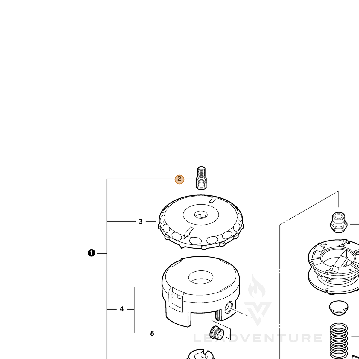 ECHO part V225000310 — IPL diagram snippet (6x zoom, amber highlight)