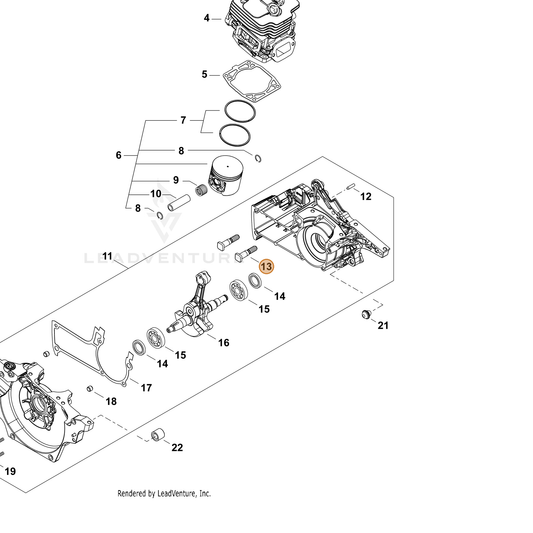 ECHO part V225000380 — IPL diagram snippet (6x zoom, amber highlight)